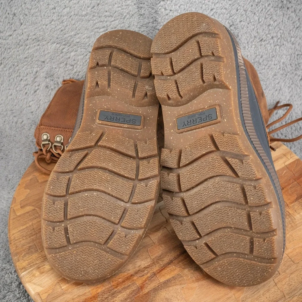 SPERRY Mens Navy Waterproof Ice Bay Round Toe Lace-Up Leather Duck Boots Sz 9.5‎